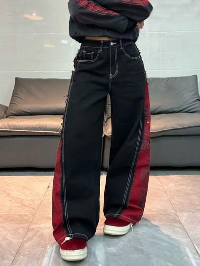 spodnie jeans łączenie 