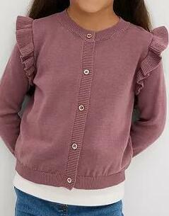 SWETER ROZPINANY Z CIENKIEJ DZIANINY Z FALBANKAMI