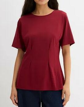 BLUZKA DAMSKA PLUS SIZE BAWEŁNIANA OKRĄGŁY DEKOLT KRÓTKI RĘKAW
