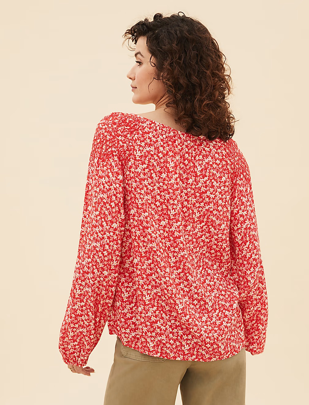 CZERWONA BLUZA KWIATY T53-2405U-B4