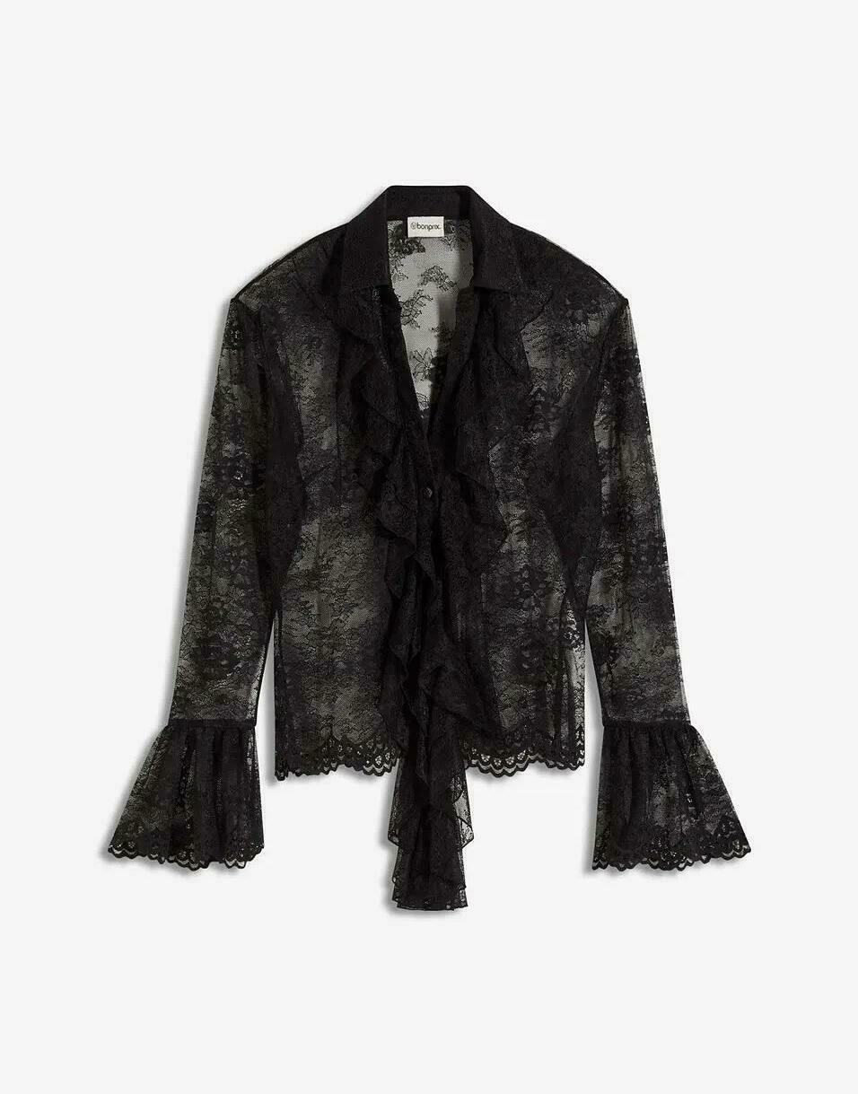 BLUZA KORONKOWA CZARNA