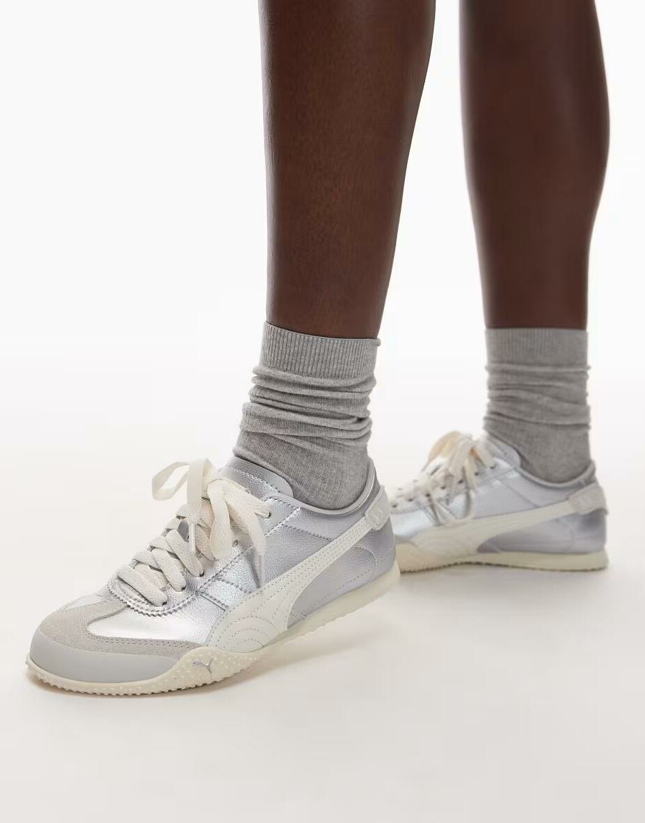 skórzane metaliczne buty sportowe Bella