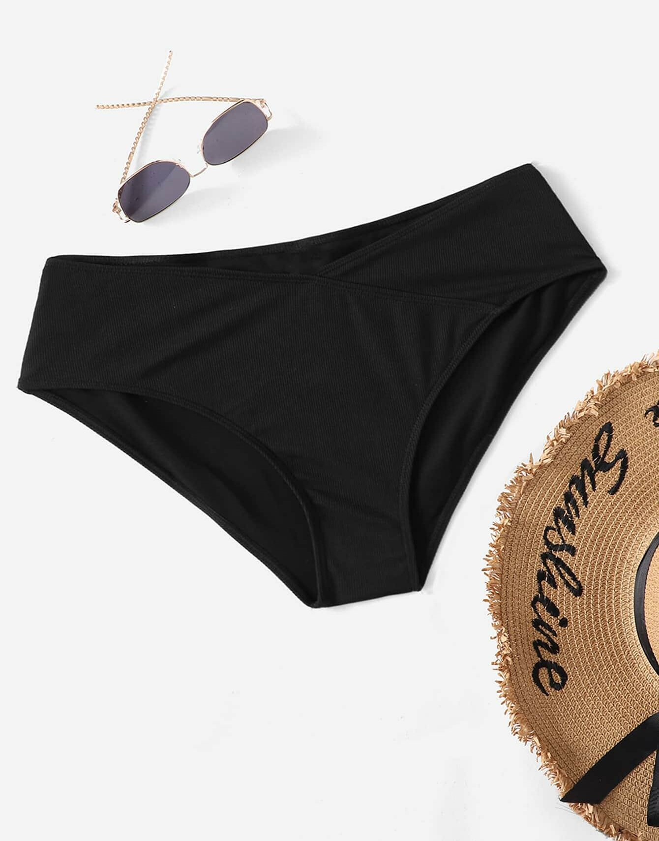CZARNY DÓŁ OD BIKINI prążki