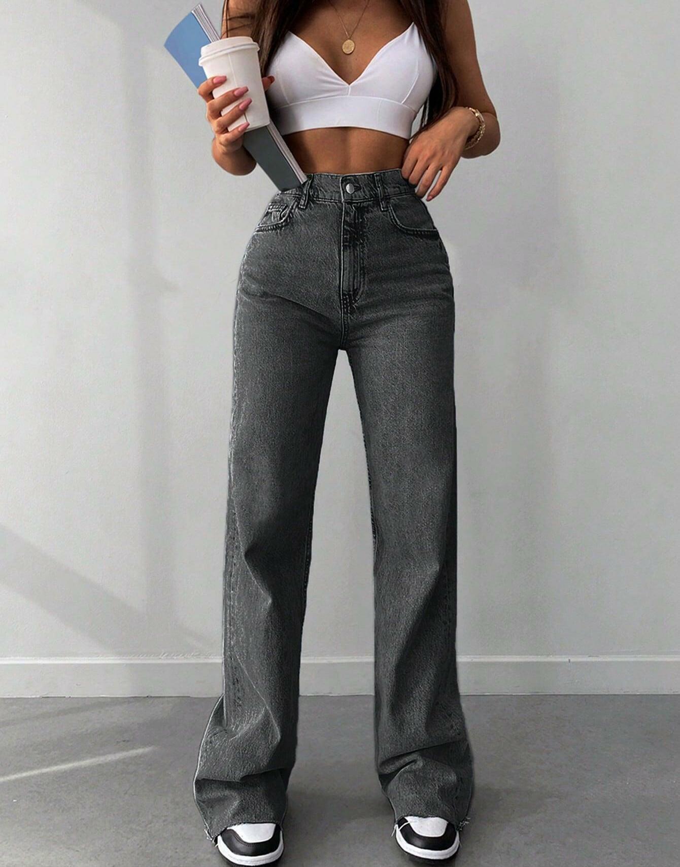 PROSTE SPODNIE JEANS WYSOKI STAN