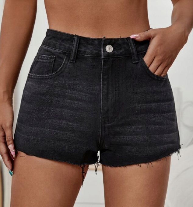 CZARNE KRÓTKIE SPODENKI JEANS
