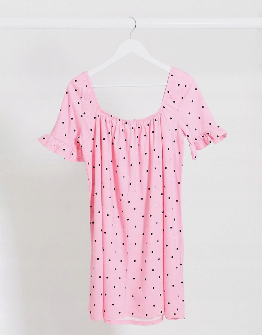 RÓŻOWA MINI SUKIENKA print groszki 