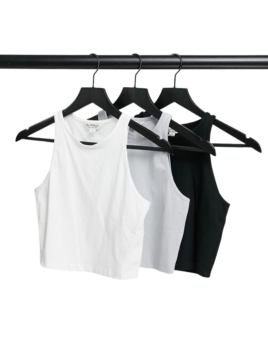 szary crop top basic