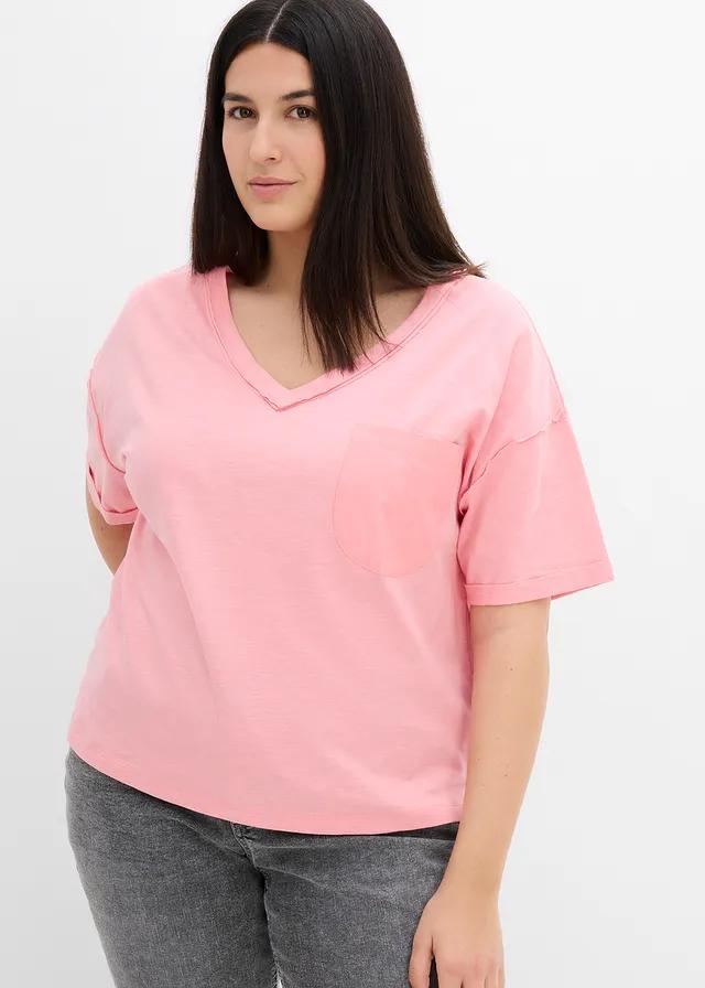 RÓŻOWA BLUZKA V-NECK