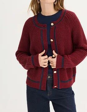 SWETER ROZPINANY W KONTRASTOWE PASKI