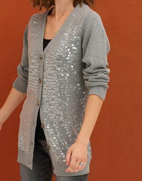 SWETER ROZPINANY Z CEKINAMI