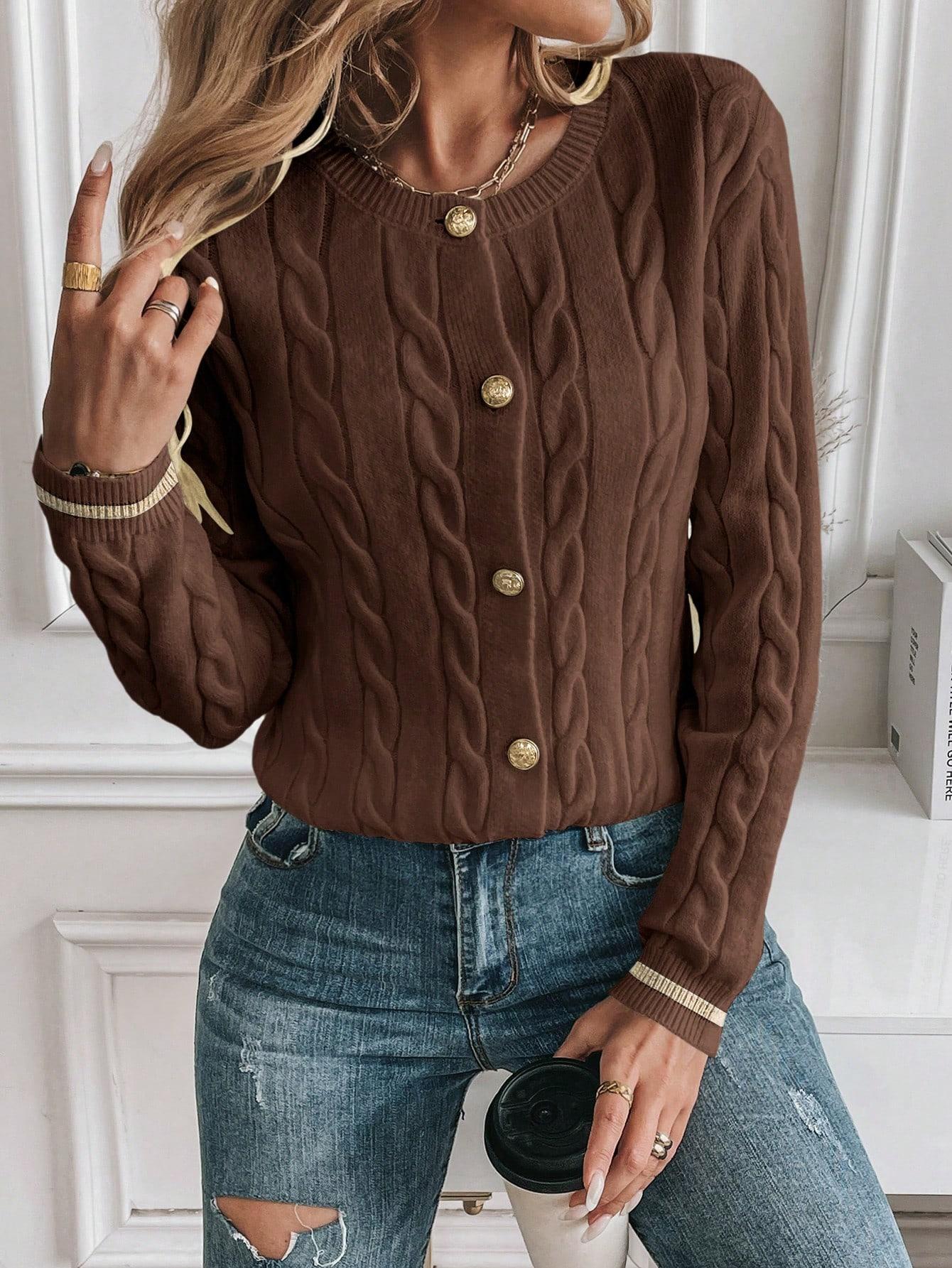 BRĄZOWY SWETER KARDIGAN