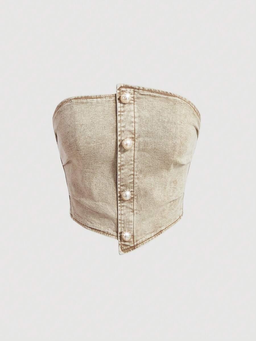 beżowy top jeans