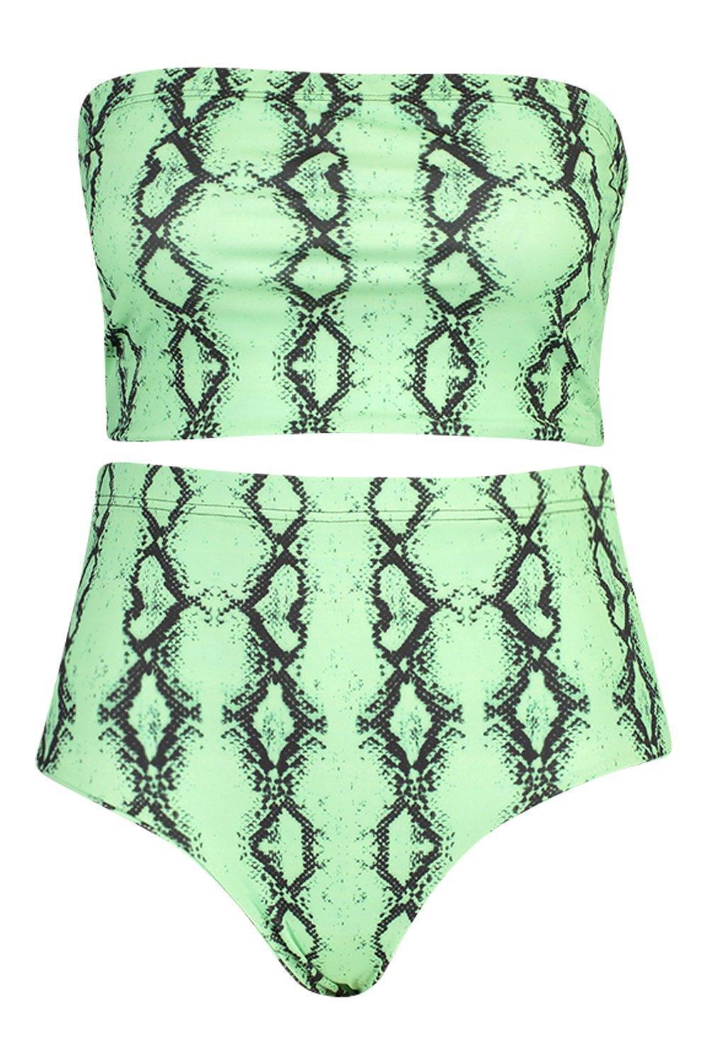 zielony dół od bikini wysoki stan snake print