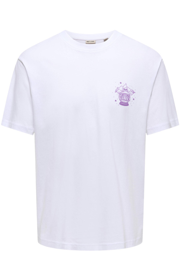 KLASYCZNY BIAŁY T-SHIRT OKRĄGŁY DEKOLT NADRUK