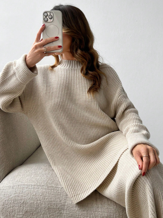SWETER SPÓDNICA KOMPLET DZIANINA