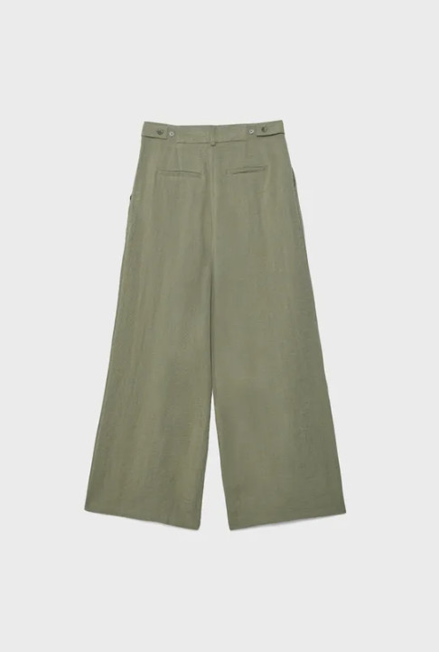 zielone spodnie wide leg plisy kieszenie