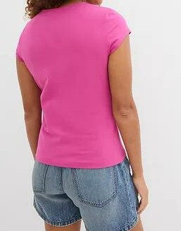 T-SHIRT DAMSKI BAWEŁNIANY Z DEKOLDEM