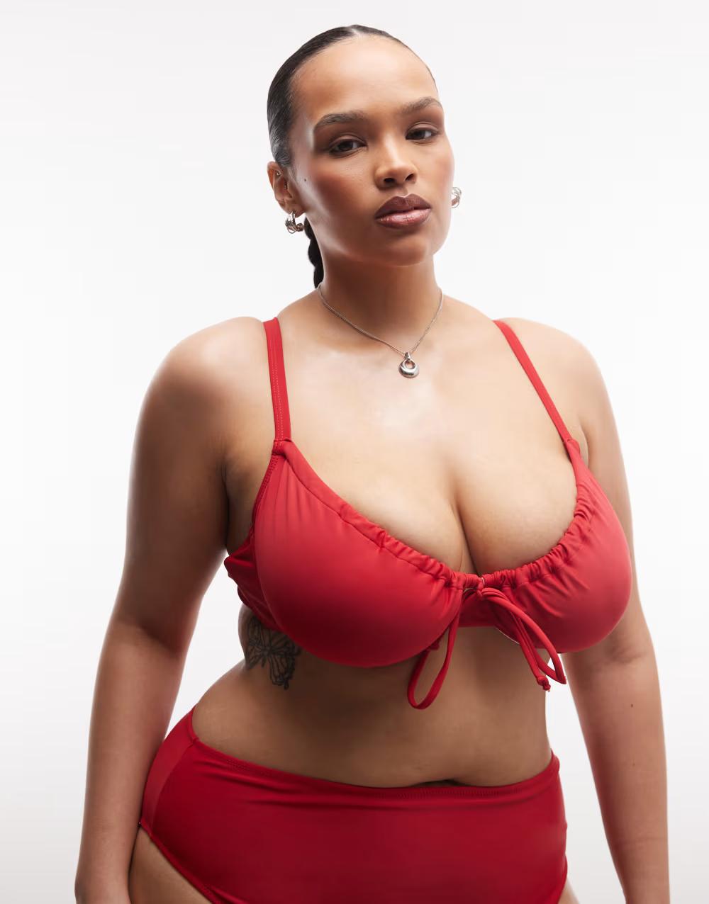 czerwona góra od bikini wiązanie