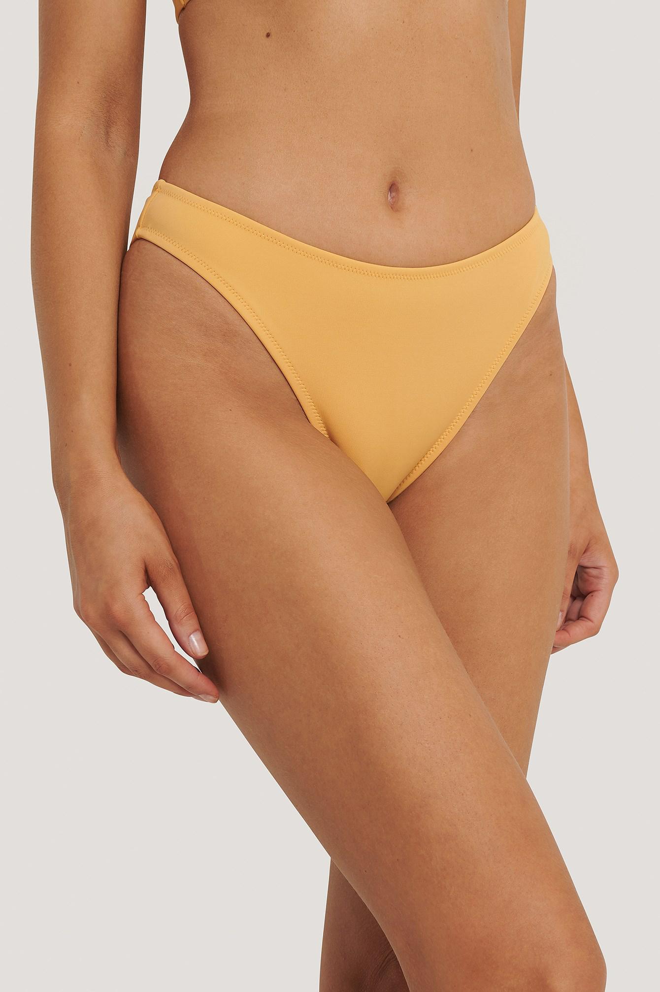 żółty dół od bikini marszczenie 