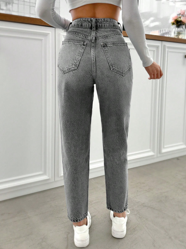 SZARE SPODNIE JEANS KIESZENIE 