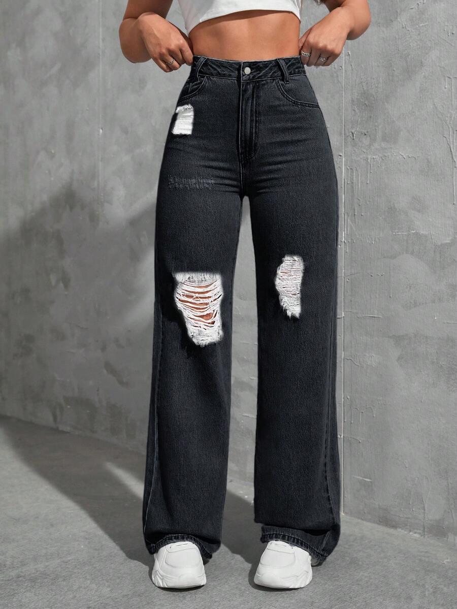 CZARNE SPODNIE JEANS