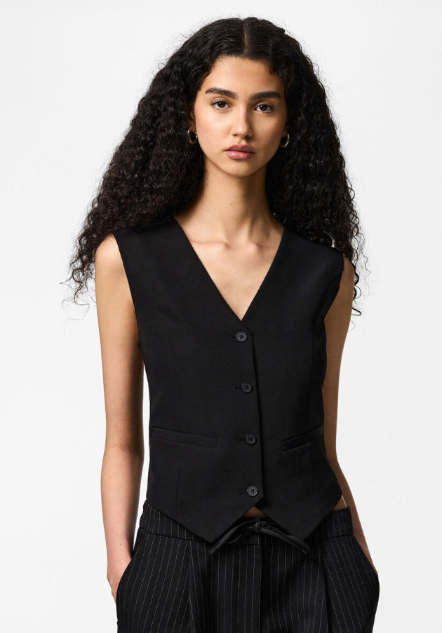 klasyczna czarna kamizelka guziki v-neck