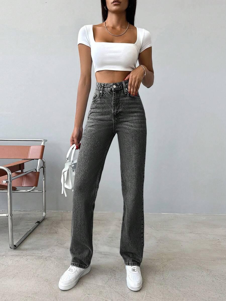 CZARNE SPODNIE JEANS 