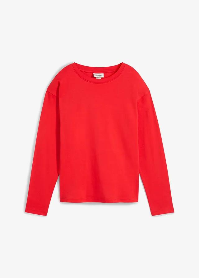 BLUZA DAMSKA BAWEŁNIANA OKRĄGŁY DEKOLT DŁUGI RĘKAW