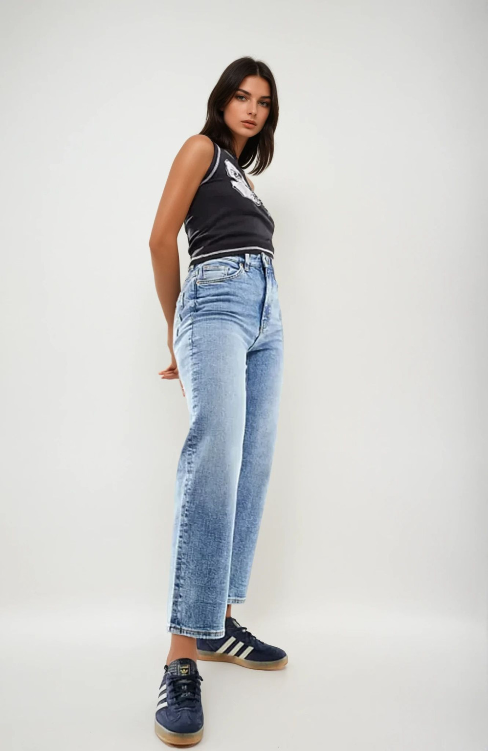 NIEBIESKIE PROSTE SPODNIE VINTAGE JEANS