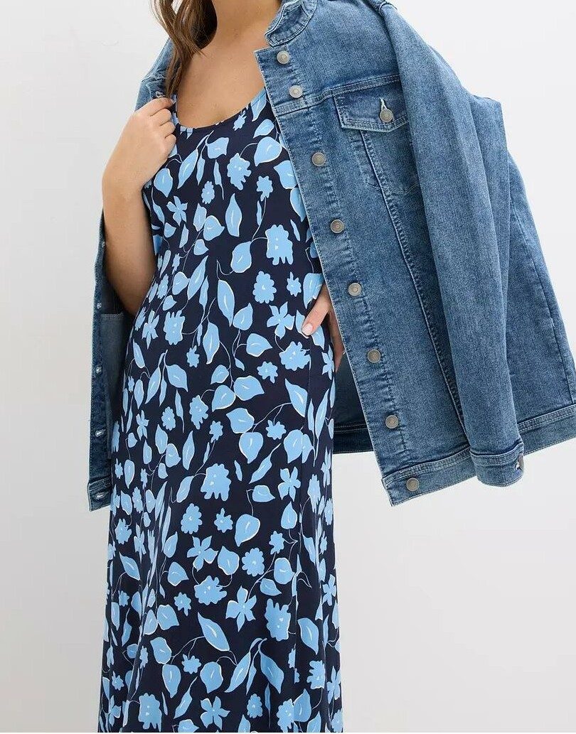 SUKIENKA DZIANINOWA MAXI PLUS SIZE Z KWIATOWYM WZOREM