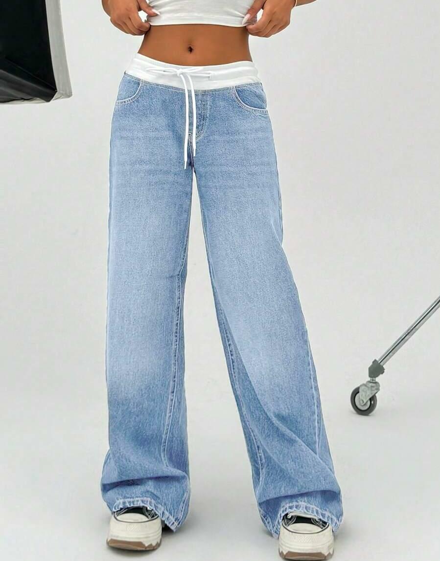 SPODNIE BAGGY JEANS WIĄZANIE