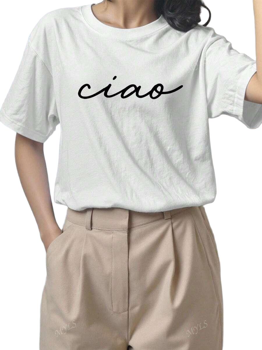 BIAŁY T-SHIRT OKRĄGŁY DEKOLT