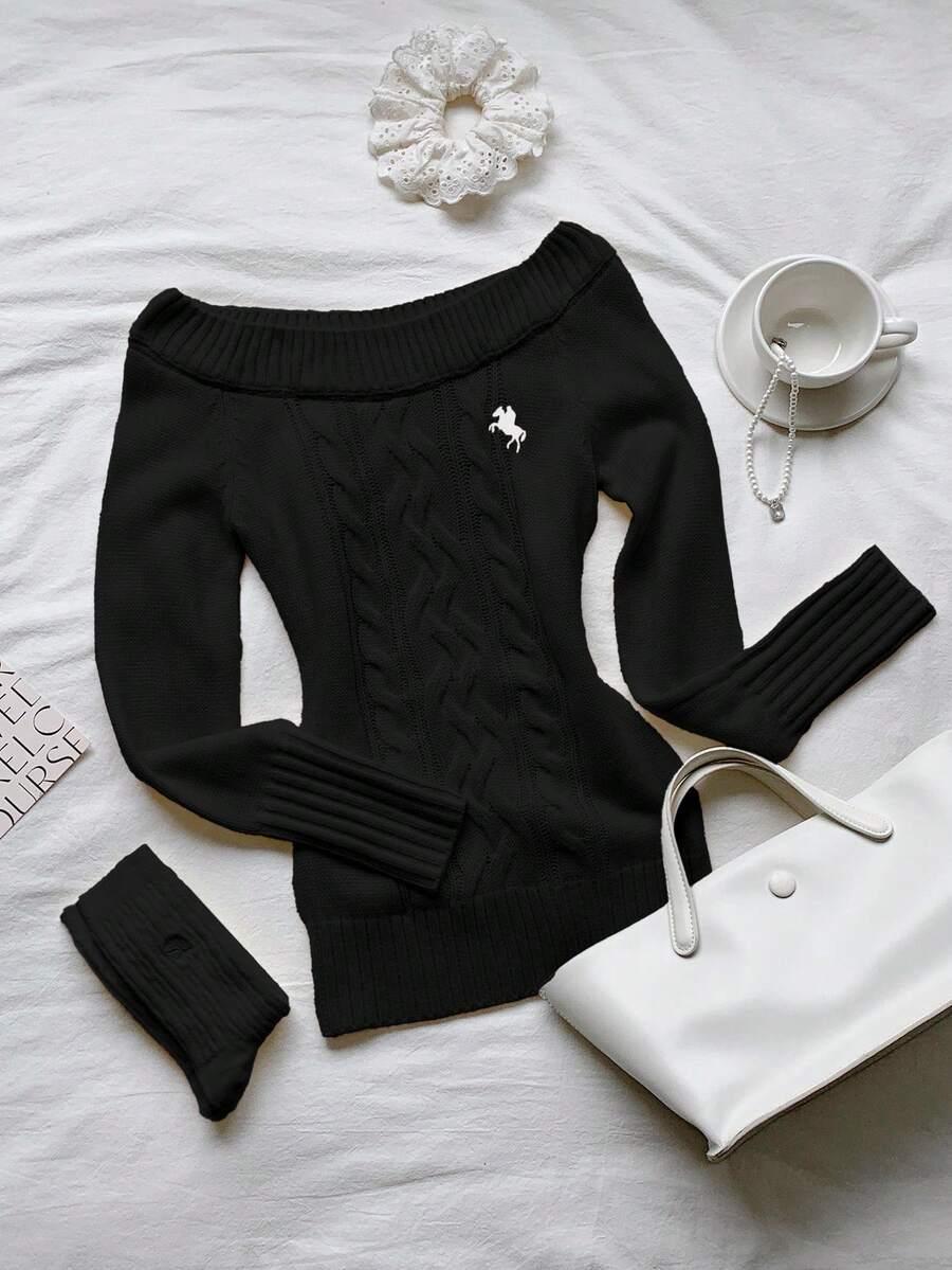 CZARNY SWETER DZIANINA 