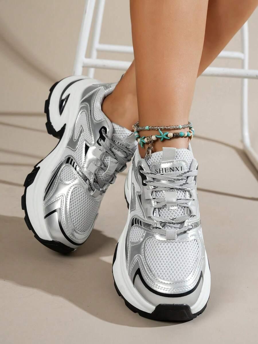 srebne buty sportowe