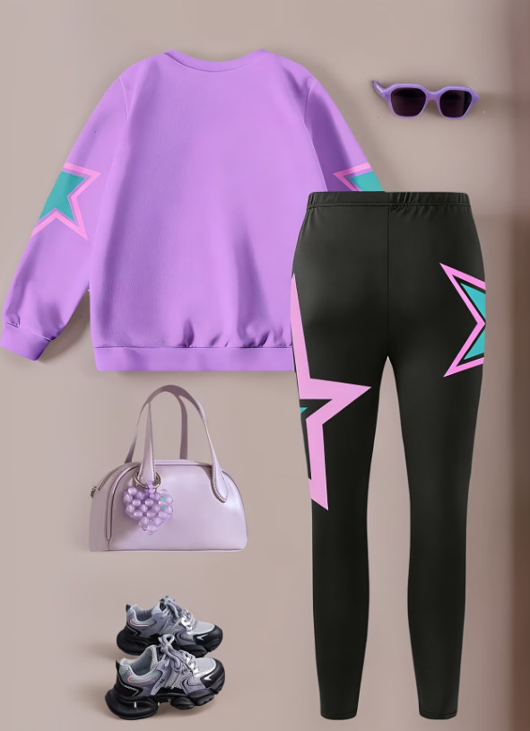 BLUZA LEGGINSY NADRUK KOMPLET