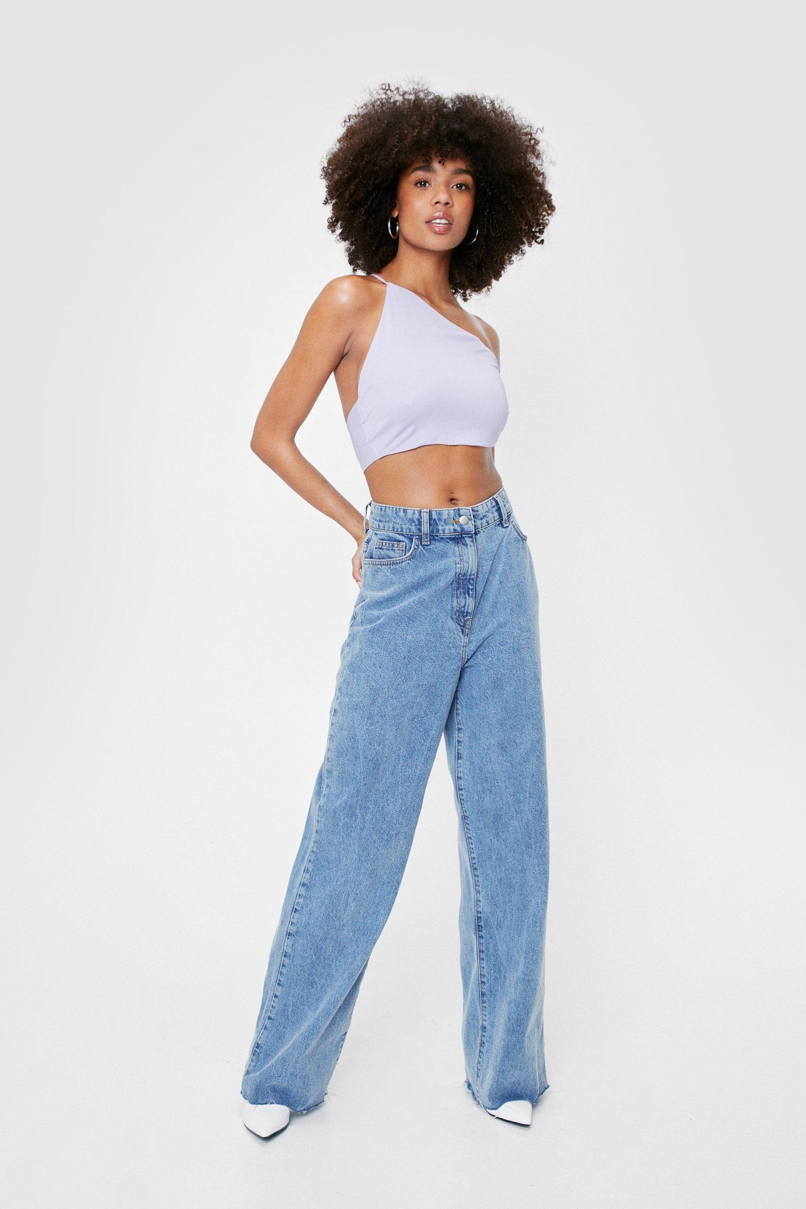 fioletowy asymetryczny crop top