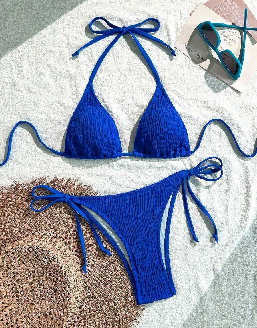 komplet bikini marszczenie wiązanie