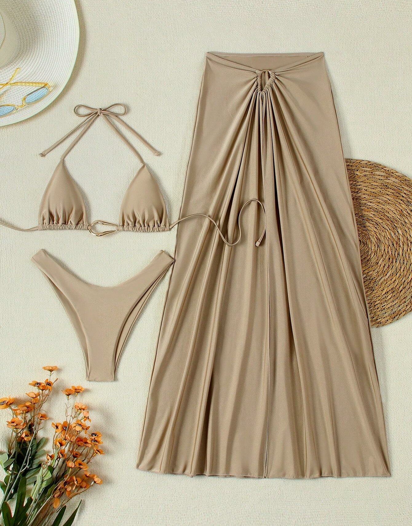 TRZYCZĘŚCIOWY KOMPLET BIKINI PAREO