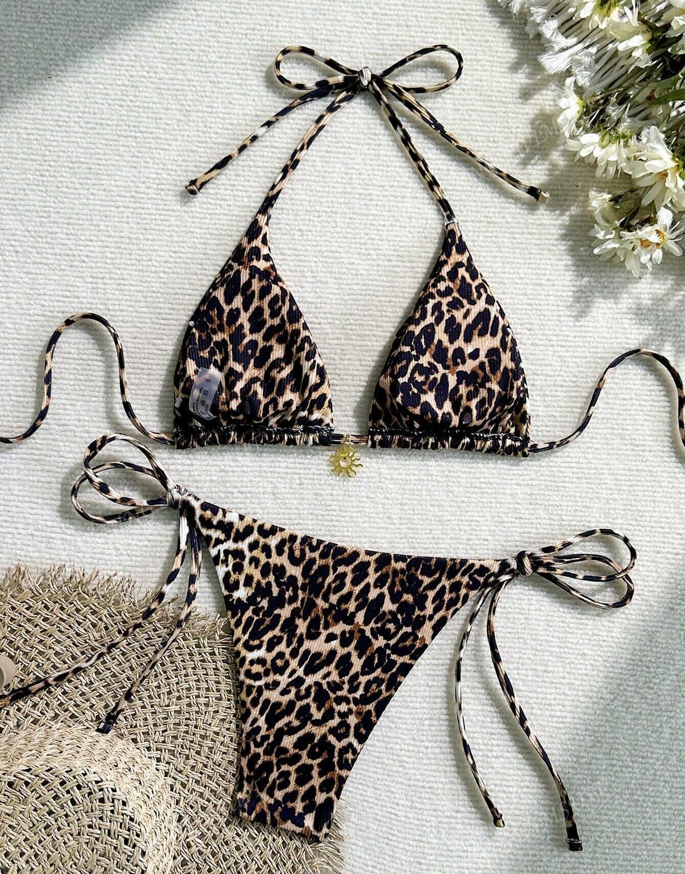 KOMPLET BIKINI ANIMAL PRINT WIĄZANIE