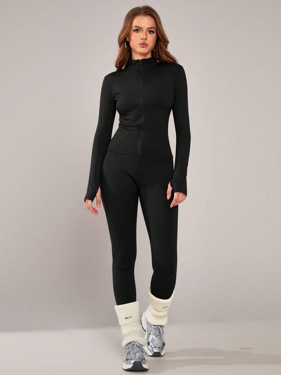 CZARNY KOMPLET BLUZA LEGGINSY
