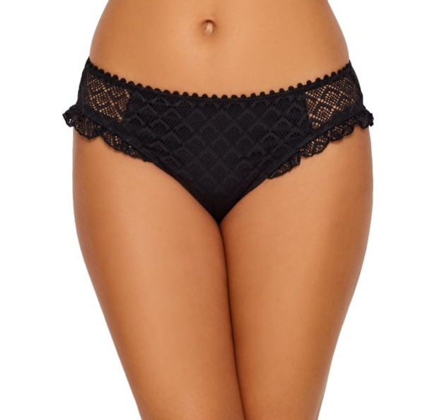 CZARNY DÓŁ OD BIKINI koronka falbanki