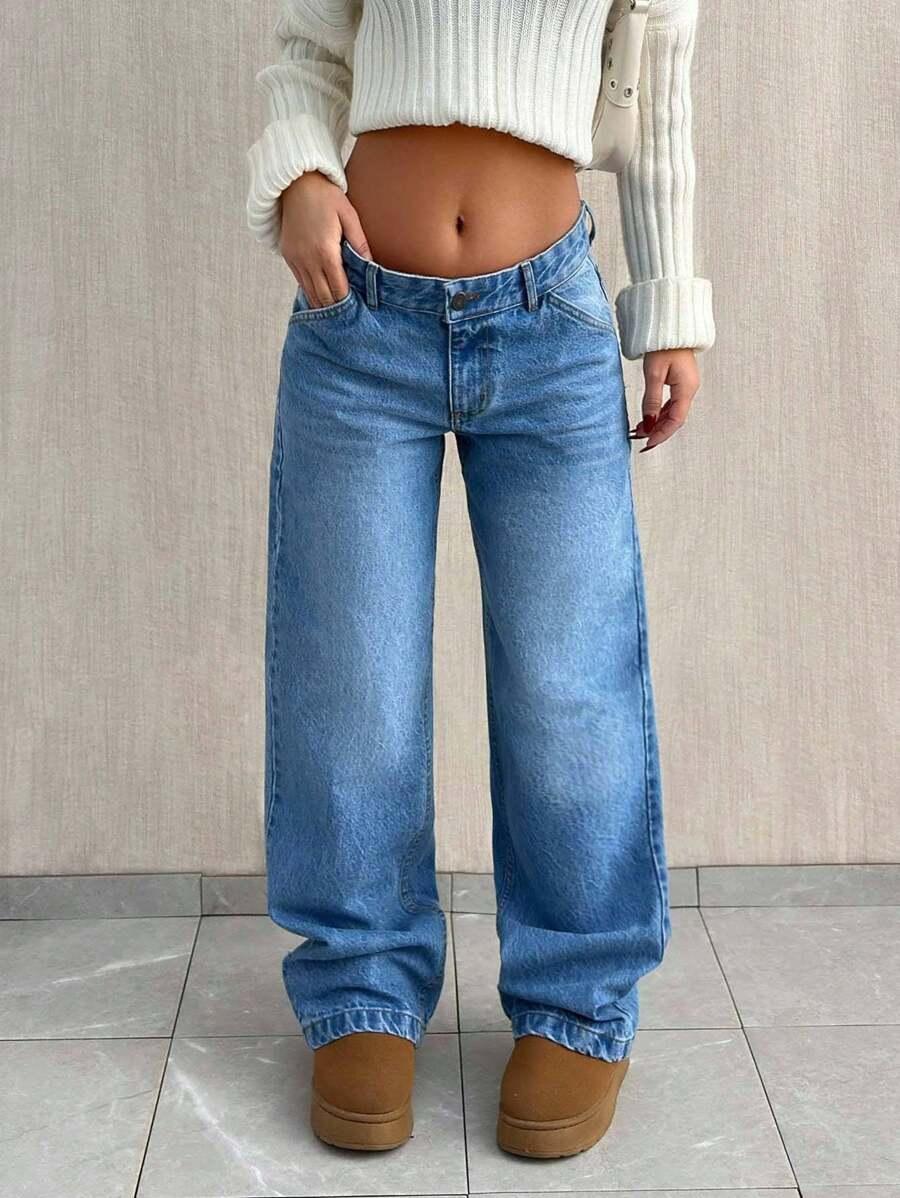 NIEBIESKIE SPODNIE JEANS NISKI STAN