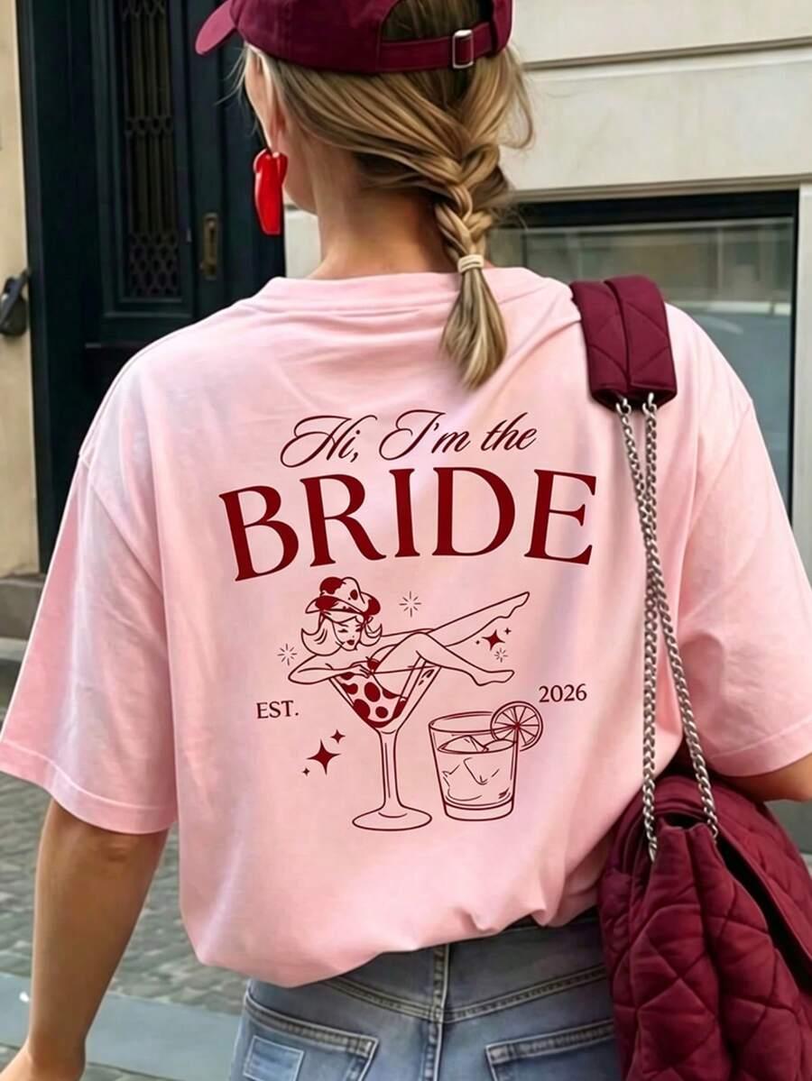 różowy t-shirt nadruk 