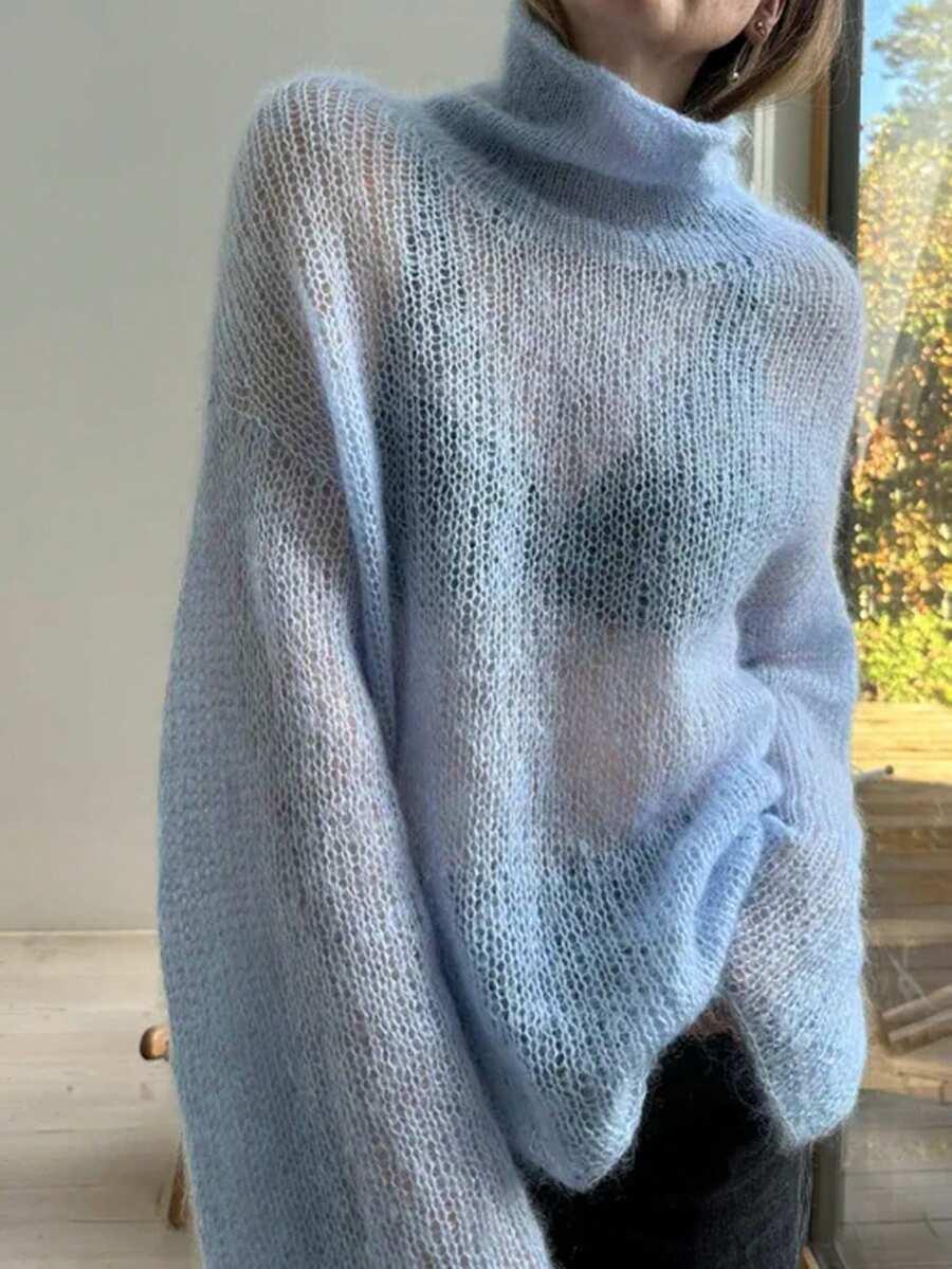 NIEBIESKI SWETER GOLF z domieszką wełny