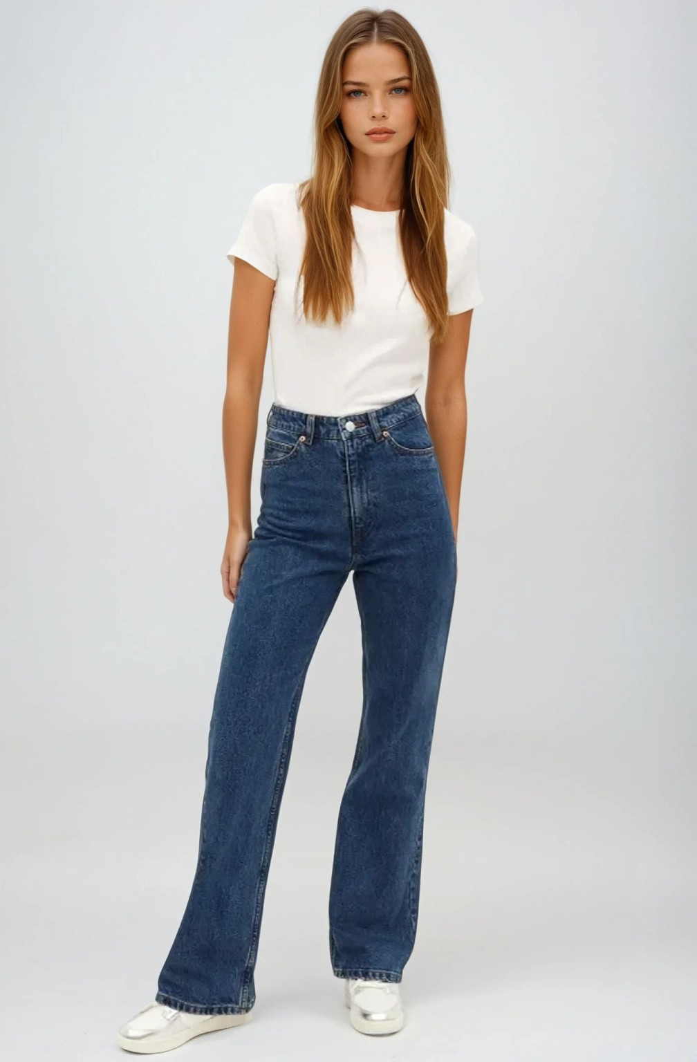 spodnie flare jeans wysoki stan