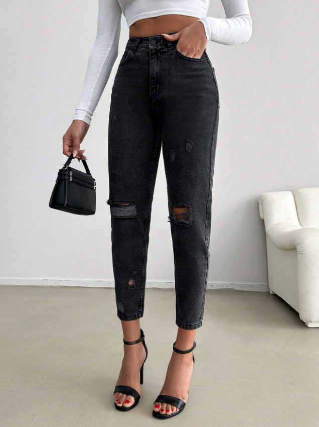 CZARNE SPODNIE JEANS