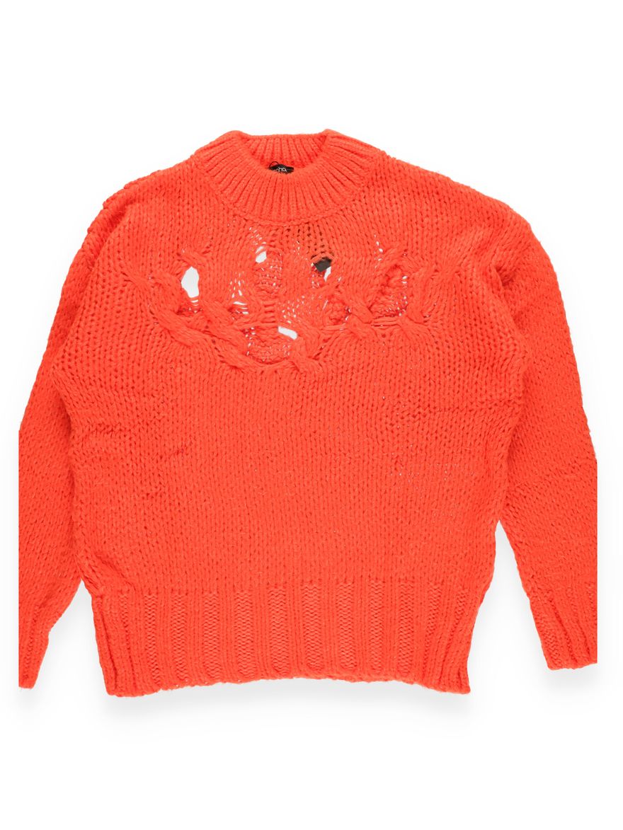 NEONOWY SWETER Z GRUBYM SPLOTEM