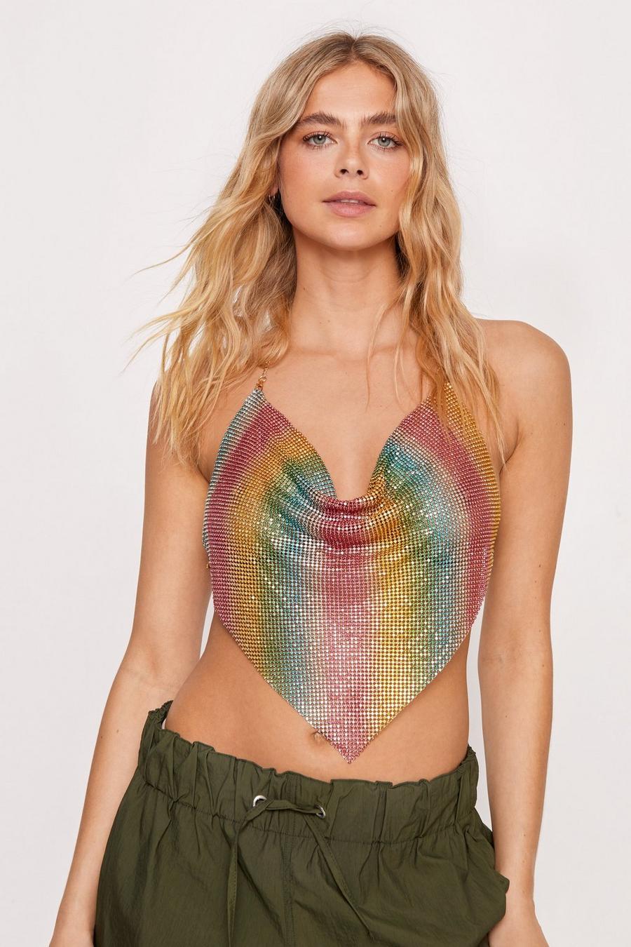 crop top asymetria odkryte plecy zdobienie połysk