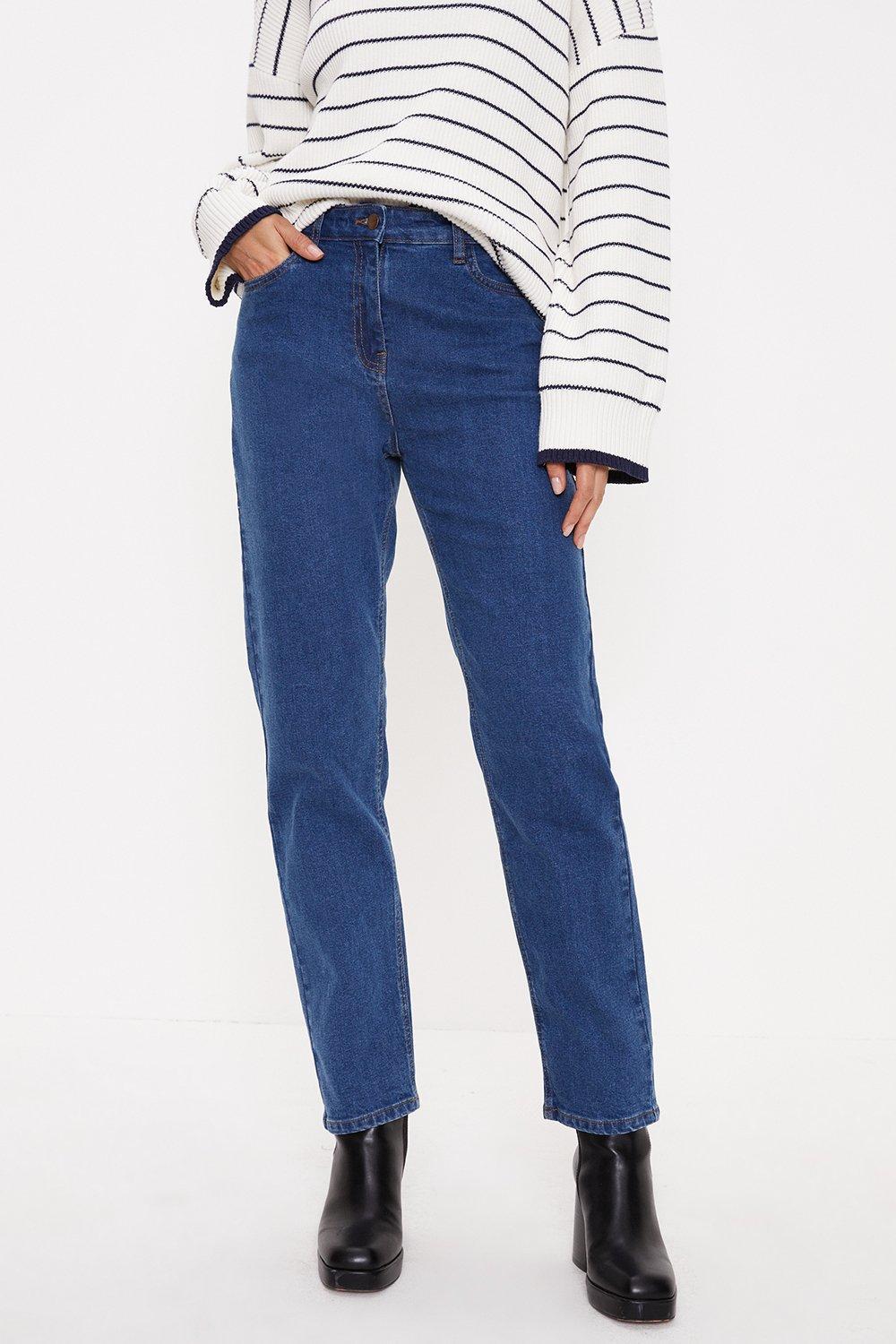 bawełniane spodnie mom jeans slim