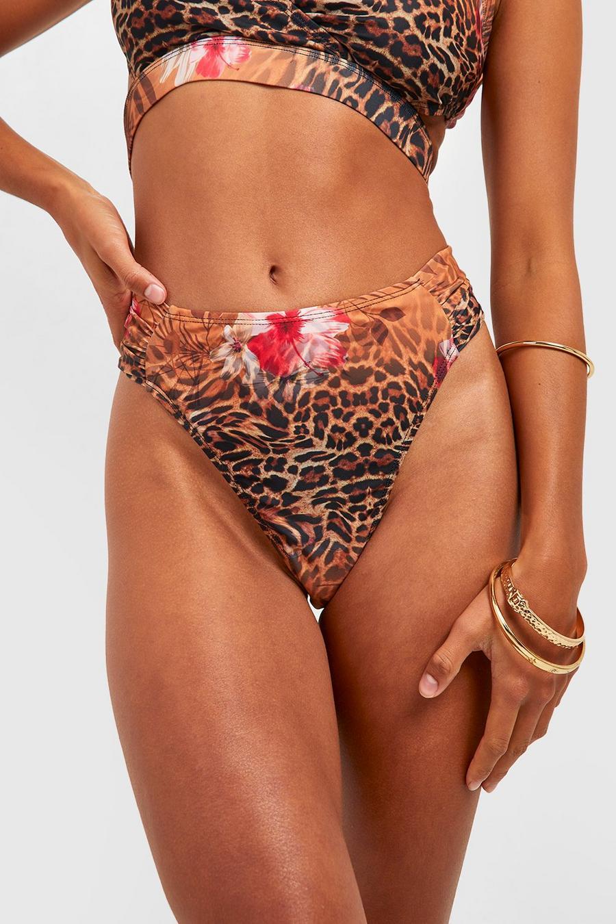 KLASYCZNY DÓŁ OD BIKINI WYSOKI STAN ANIMAL PRINT